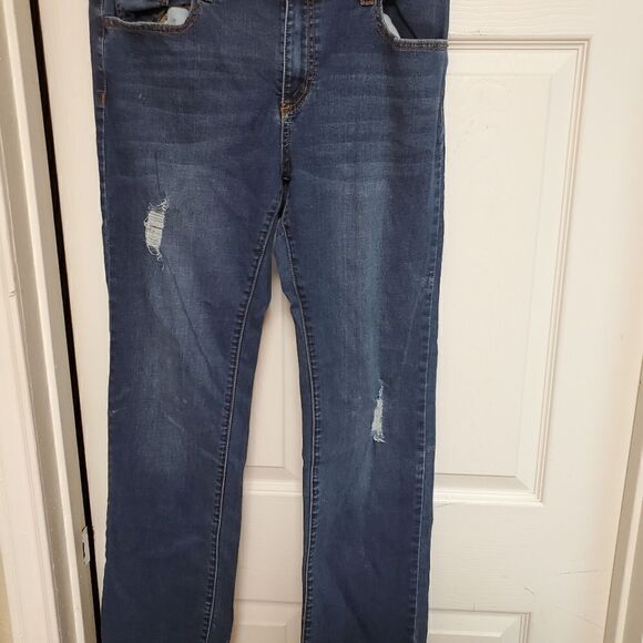 Buffalo David Bitton Faith Mid Rise Straight Distressed Women's 32 Blue - Picture 5 of 9